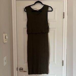 Leith Olive Green Cotton Dress